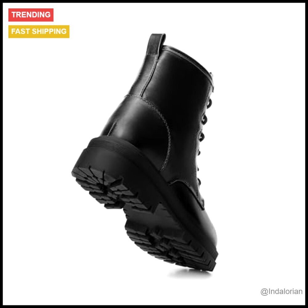 Combat Boots Lace-Up Platform Ankle Booties Side Zipper Lug Sole Retro Chic - Picture 5 of 7